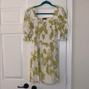 White and Green Paisley Dress